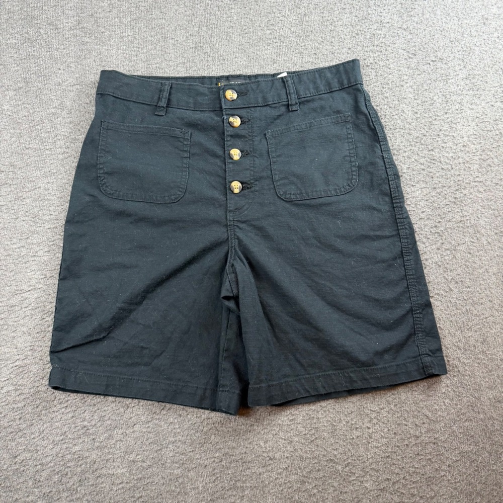 Lee Shorts Womens 12 Black Relaxed Fit High Rise Button Fly Patch Pocket Utility